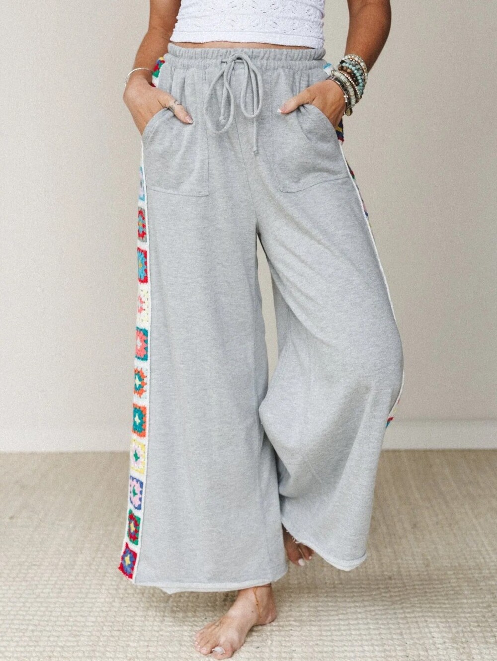 Three Bird Nest Boho The Nest Love Seeker Crochet Panel Pants M